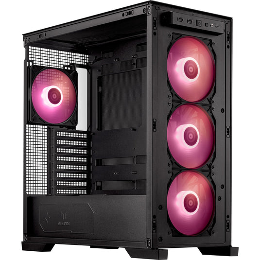 Asus tuf gaming gt302 argb midi tower behuizing (zwart | 2x usb-a | 1x usb-c | rgb | tempered glass)