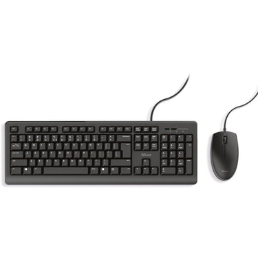 Trust primo keyboard mouse set desktopset (zwart, us lay-out (qwerty), membraan, 100%)