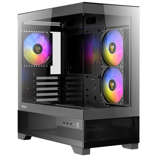 Antec cx500m rgb mini tower behuizing (zwart | 3x usb-a | tempered glass)