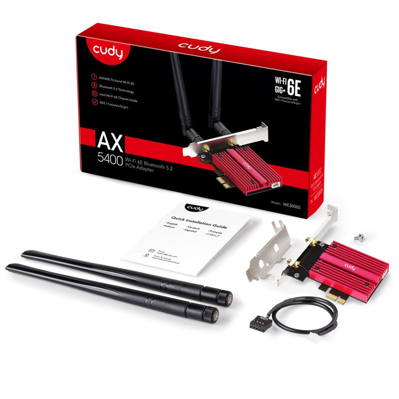 Afbeelding laden in galerijviewer, Cudy ax5400 wi-fi 6e bluetooth 5.3 pci-e wlan adapter (rood)
