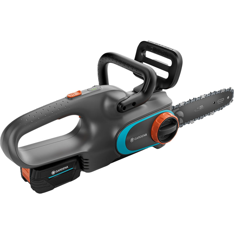 Afbeelding laden in galerijviewer, Gardena accukettingzaag powersaw 250 18v (grijs turquoise, accu en oplader inbegrepen, power for all alliance)

