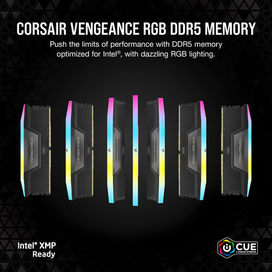 Corsair vengeance rgb 32 gb ddr5-6000 (2x 16 gb) werkgeheugen (zwart, cmh32gx5m2d6000z38, expo)