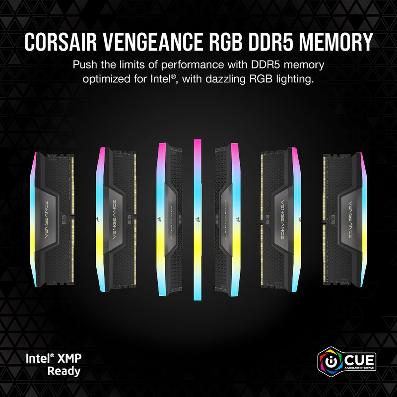 Afbeelding laden in galerijviewer, Corsair vengeance rgb 32 gb ddr5-6000 (2x 16 gb) werkgeheugen (zwart, cmh32gx5m2d6000z38, expo)
