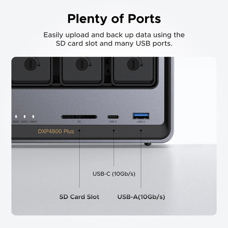Afbeelding laden in galerijviewer, Ugreen nasync dxp4800 plus (grijs, 2.5gb-lan, 10gb-lan, hdmi, 4x usb-a, usb-c)
