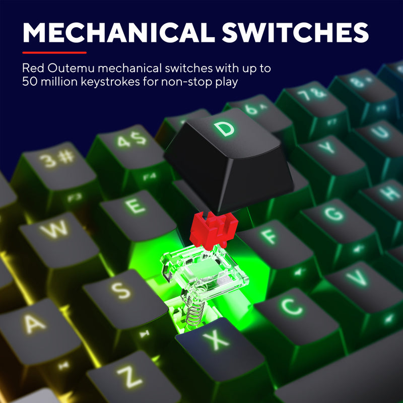 Afbeelding laden in galerijviewer, Trust gxt 867 acira 60% mini mechanisch gaming toetsenbord (zwart, us lay-out (qwerty), outemu red, 60%, rgb)
