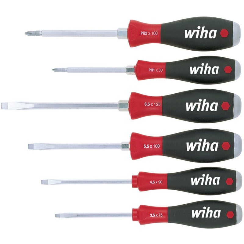Afbeelding laden in galerijviewer, Wiha schroevendraaierset softfinish 21250 (zwart rood)
