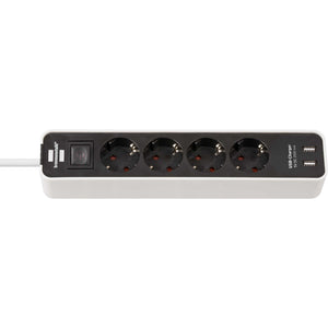 Brennenstuhl ecolor stekkerdoos 4-voudig met 2 usb a-oplaadpoorten 5v 2,10a, 10,5w (stopcontactdoos met usb-a en schakelaar en 1,5 m kabel)
