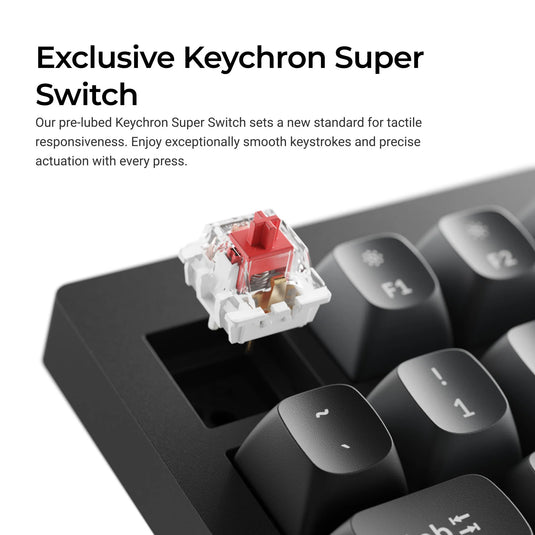Keychron v6w-d1 8k qmk wired custom mechanical keyboard (zwart, us lay-out (qwerty), super red, 100%, rgb leds, double-shot pbt, hot swap, 8k, knop)