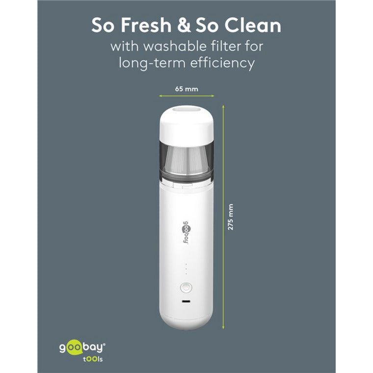 Afbeelding laden in galerijviewer, Goobay cordless mini vacuum cleaner advanced handstofzuiger (wit)
