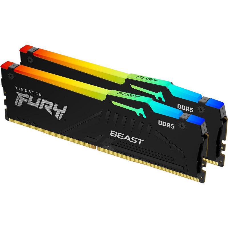 Afbeelding laden in galerijviewer, Kingston fury beast rgb 64 gb ddr5-5600 (2x 32 gb) werkgeheugen (zwart, kf556c40bb2ak2-64, xmp 3.0, expo)
