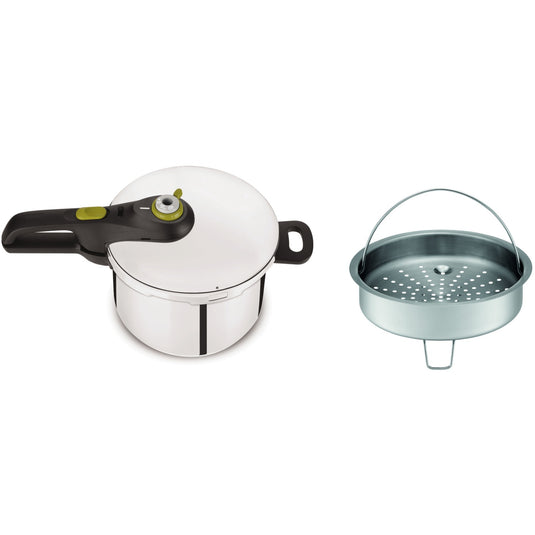Tefal snelkookpan secure 5 neo p2530738 (roestvrij staal zwart, 6 liter)