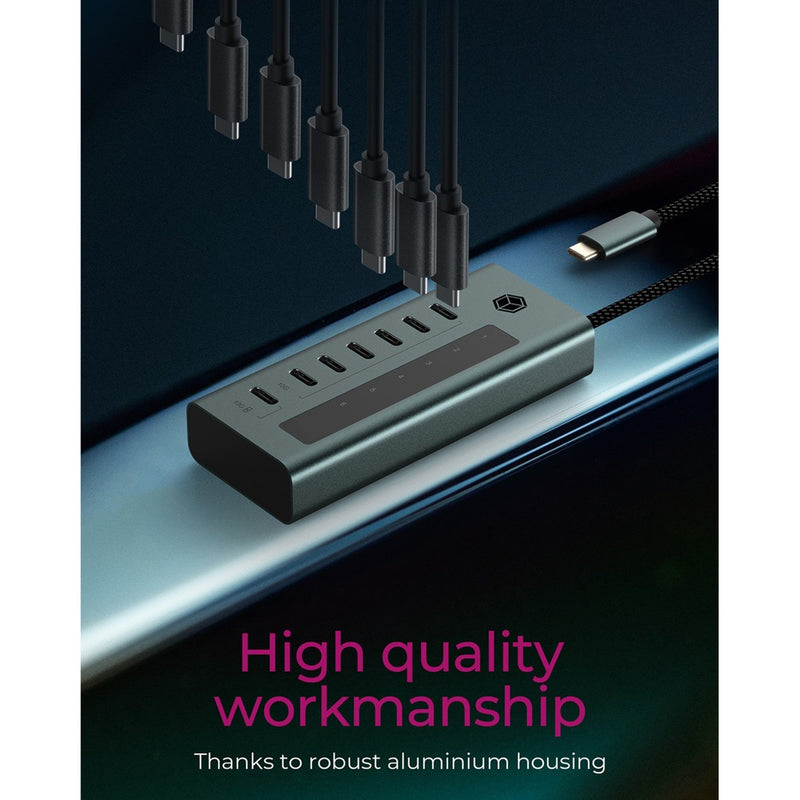 Afbeelding laden in galerijviewer, Icy box 7-port usb-c 3.2 gen 2 usb-hub (blauwgrijs)
