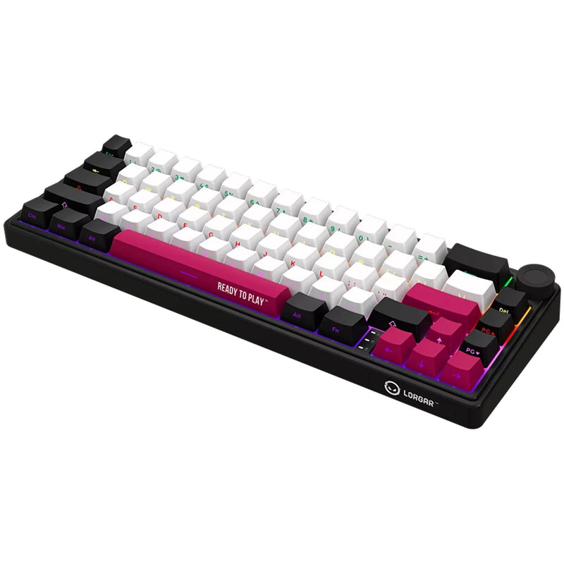 Afbeelding laden in galerijviewer, Lorgar kbp70mw rgb mechanisch gaming toetsenbord (zwart, us lay-out (qwerty), logar toxic purple, 65%, rgb, hot-swappable, pbt double-shot, bluetooth | 2.4ghz | usb)
