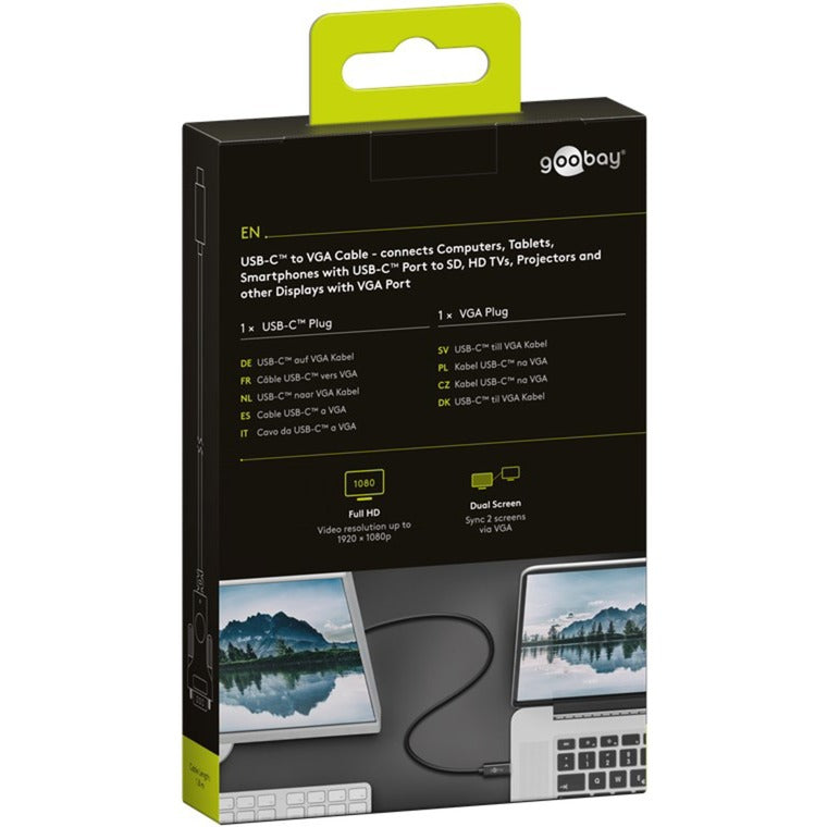 Afbeelding laden in galerijviewer, Goobay usb-c naar vga adapterkabel (zwart, 1,8 meter)
