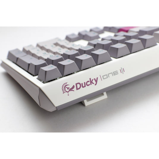 Ducky one 3 mist grey rgb mechanisch toetsenbord (lichtgrijs, us lay-out (qwerty), cherry mx red, 100%, rgb led, double-shot pbt, hot-swappable, quack mechanics)