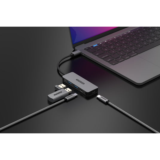 Sitecom usb-c naar 2x usb-a + 2x usb-c usb-hub (grijs)