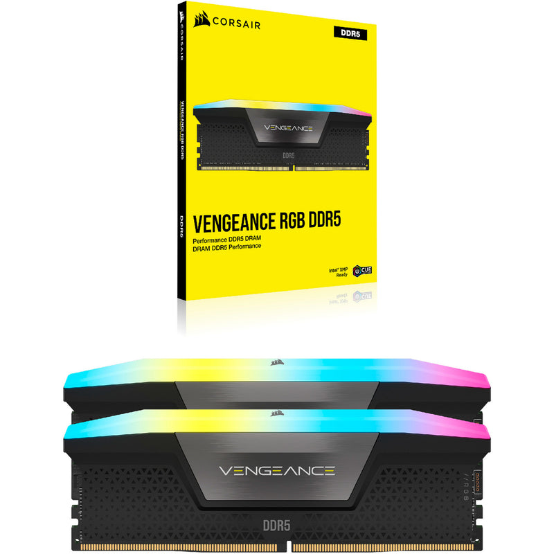 Afbeelding laden in galerijviewer, Corsair vengeance rgb 32 gb ddr5-6000 (2x 16 gb) werkgeheugen (zwart, cmh32gx5m2d6000z38, xmp, expo)
