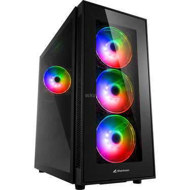 Sharkoon tg5 pro rgb midi tower behuizing (zwart | 4x usb-a | rgb | tempered glass)