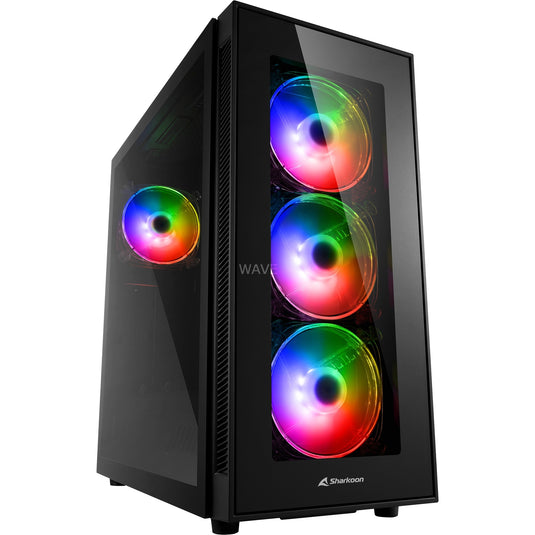 Sharkoon tg5 pro rgb midi tower behuizing (zwart | 4x usb-a | rgb | tempered glass)
