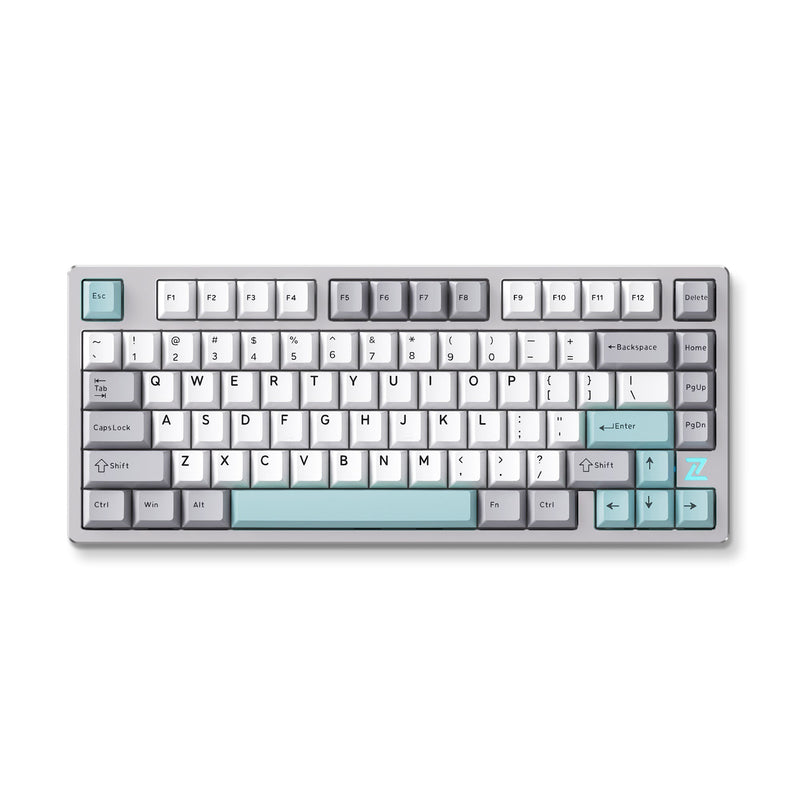 Afbeelding laden in galerijviewer, Mchose z75s gray blue cabbage tofu metal top cover wireless mechanical rgb toetsenbord (grijs, us lay-out (qwerty), ktt cabbage tofu v2, 75%, rgb, hot swap, double-shot pbt, draadloos | bluetooth | usb-c)

