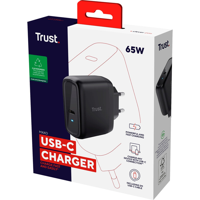 Afbeelding laden in galerijviewer, Trust maxo usb-c-oplader van 65 w (zwart)

