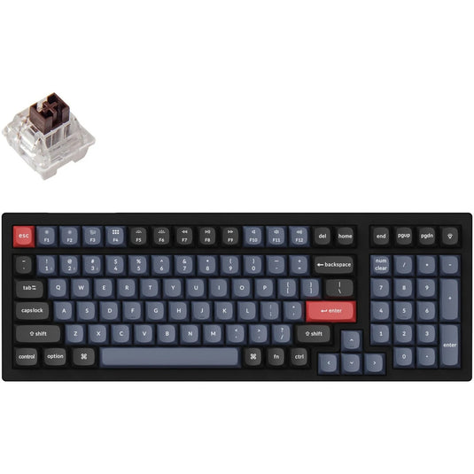 Keychron k4 pro-h3 rgb mechanisch toetsenbord (zwart, us lay-out (qwerty), k pro brown, 96%, rgb leds, hot swap, double-shot pbt, bluetooth 5.1)