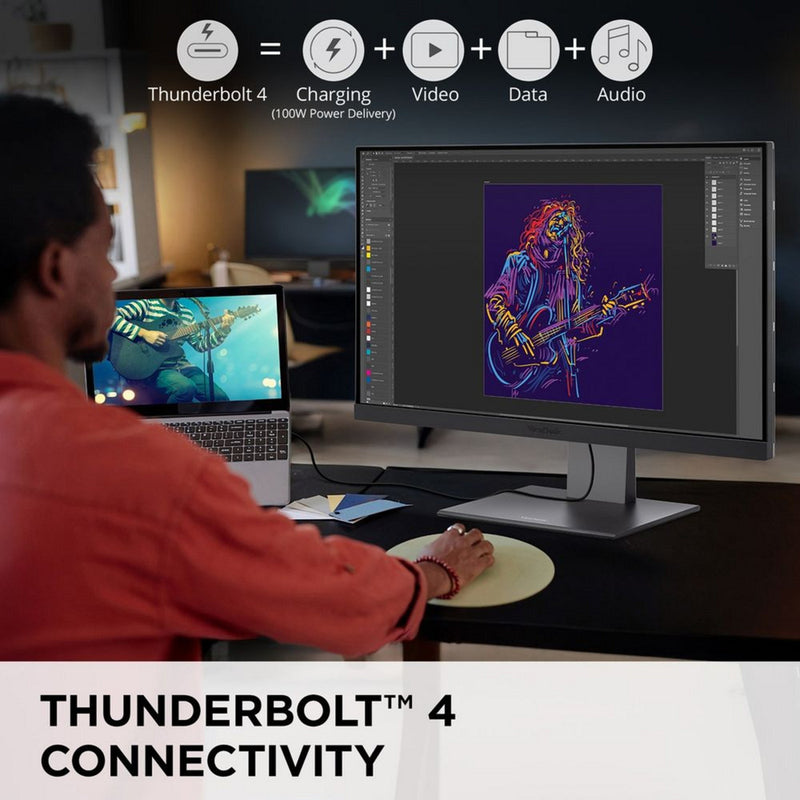 Afbeelding laden in galerijviewer, Viewsonic vp2788-5k mac-compatible 27 4k uhd monitor (zwart, 2x thunderbolt 4, 1x hdmi, 1x displayport, usb-a, usb-c)
