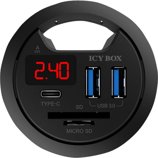 Icy box ib-hub1404 usb-hub (zwart, incl. usb-c, sd- en microsd kaartlezer en oplaadfunctie)