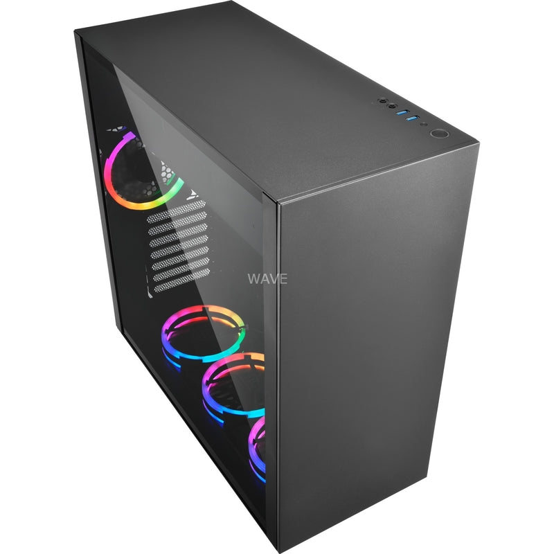 Afbeelding laden in galerijviewer, Sharkoon pure steel rgb midi tower behuizing (zwart | 2x usb-a | rgb | window)
