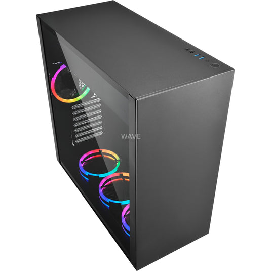 Sharkoon pure steel rgb midi tower behuizing (zwart | 2x usb-a | rgb | window)