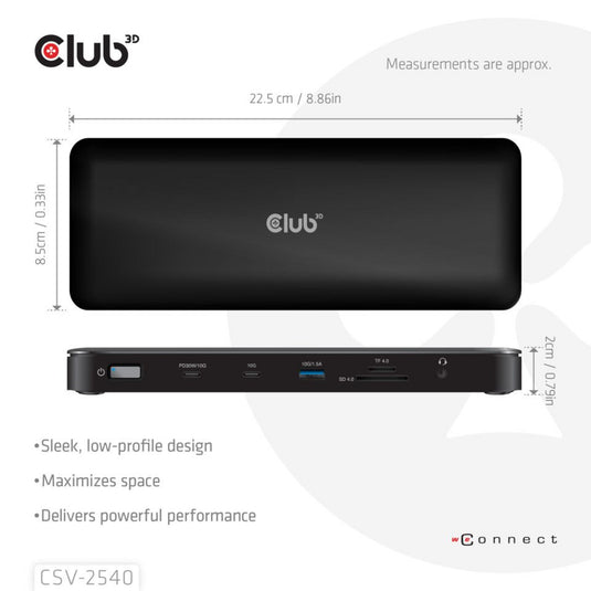 Club 3d 14-1 usb-c quad display dockingstation (zwart)