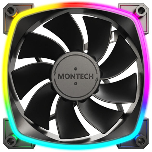 Afbeelding laden in galerijviewer, Montech rx120 pwm rgb case fan (zwart, 120 x 25 x 120 mm, 3-pin argb)
