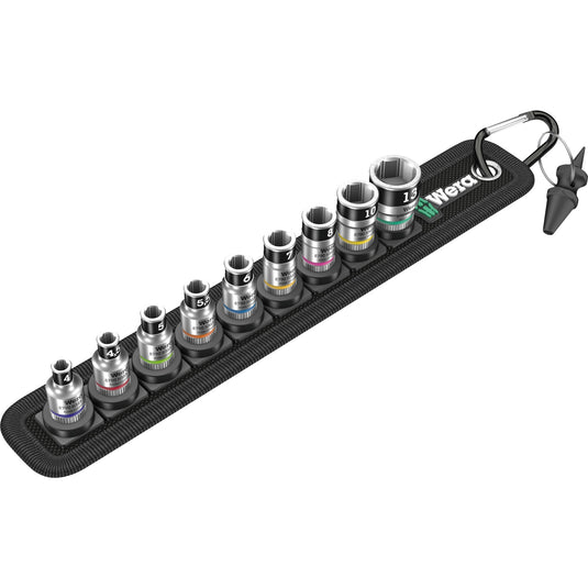 Wera belt a 1 zyklop doppen set dopsleutel (zwart, 10-delig, met vasthoudfunctie, met 1 4 -aandrijving)