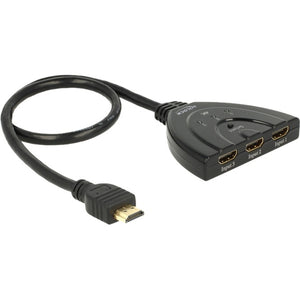 Delock 3x hdmi naar 1x hdmi switch (zwart, 50 centimeter, 4k)
