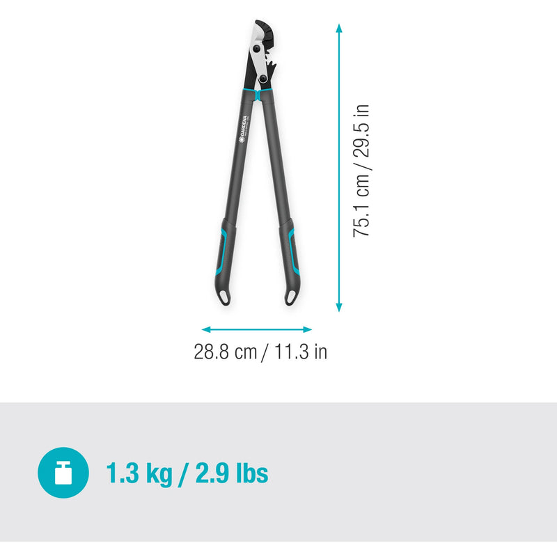 Afbeelding laden in galerijviewer, Gardena aambeeldtakkenschaar energycut pro l, met aambeeldsnede (grijs turquoise, 75cm, voor droog hout)
