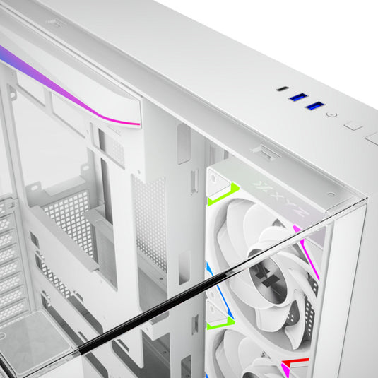 Xyz pc gear tesseract a-rgb midi tower behuizing (wit | 2x usb-a | 1x usb-c | rgb | tempered glass)
