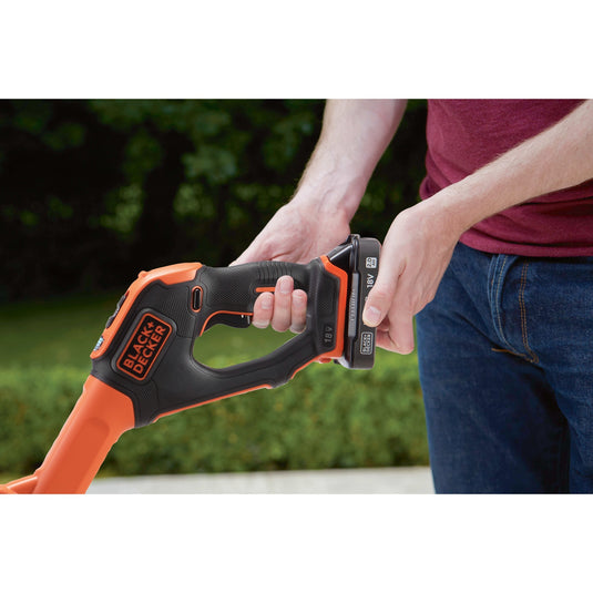 Black+decker 18v trimmer met 2 messen en accu grastrimmer (zwart oranje, 25 cm, accu inbegrepen)