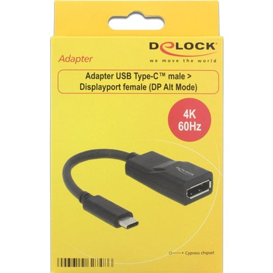 Delock usb-c > displayport adapter (zwart, dp alt mode, 4k 60 hz)