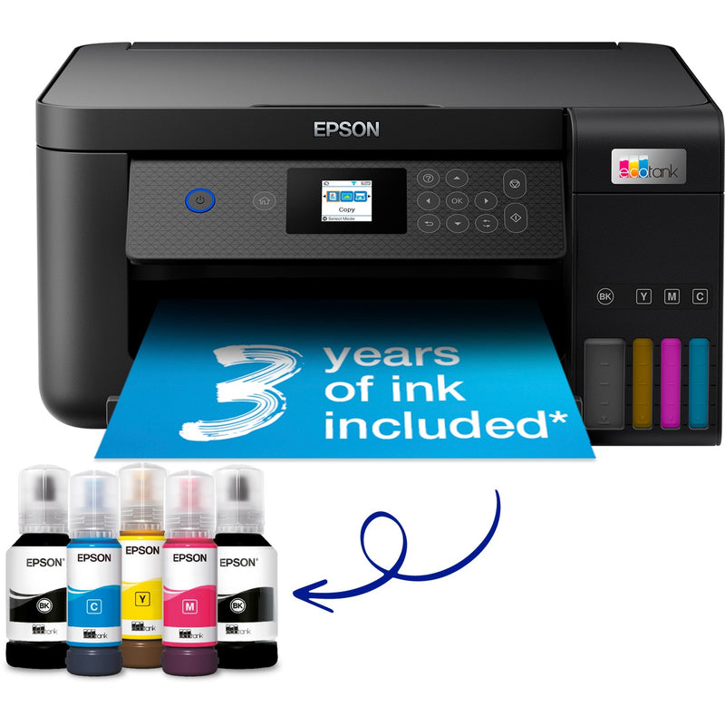 Afbeelding laden in galerijviewer, Epson ecotank et-2850 a4 multifunctionele wi-fi-printer met inkttank all-in-one inkjetprinter (zwart, scannen, kopiëren, wi-fi, inclusief tot 3 jaar inkt)
