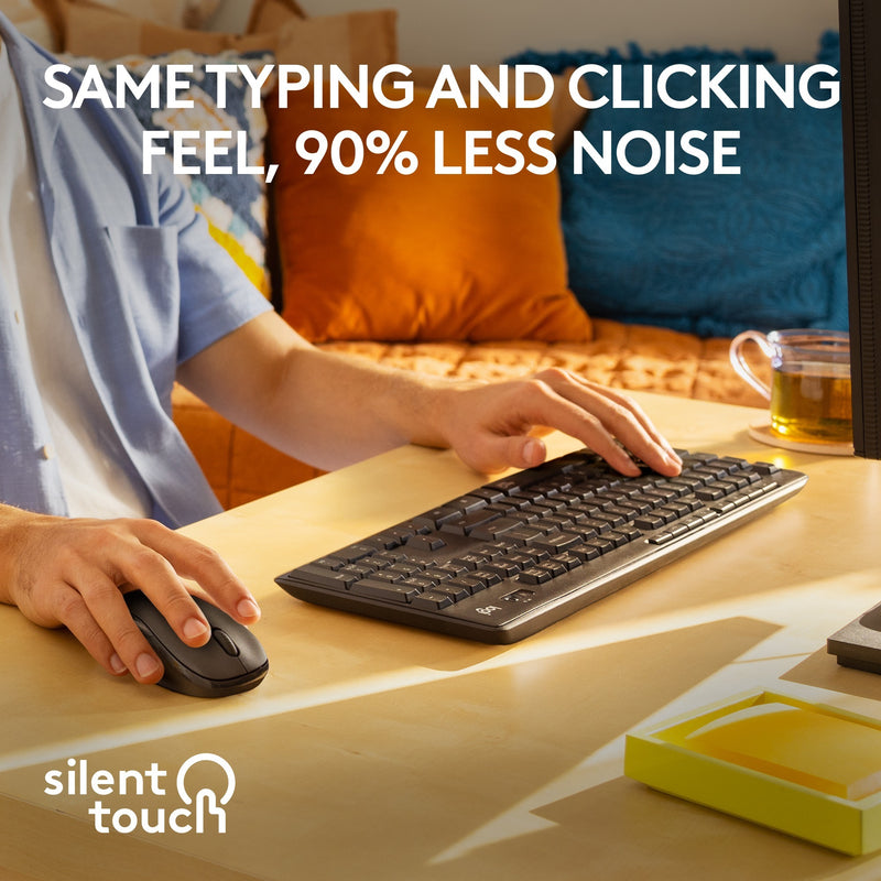 Afbeelding laden in galerijviewer, Logitech mk295 silent wireless keyboard and mouse combo desktopset (zwart, us-international lay-out (qwerty), 100%)
