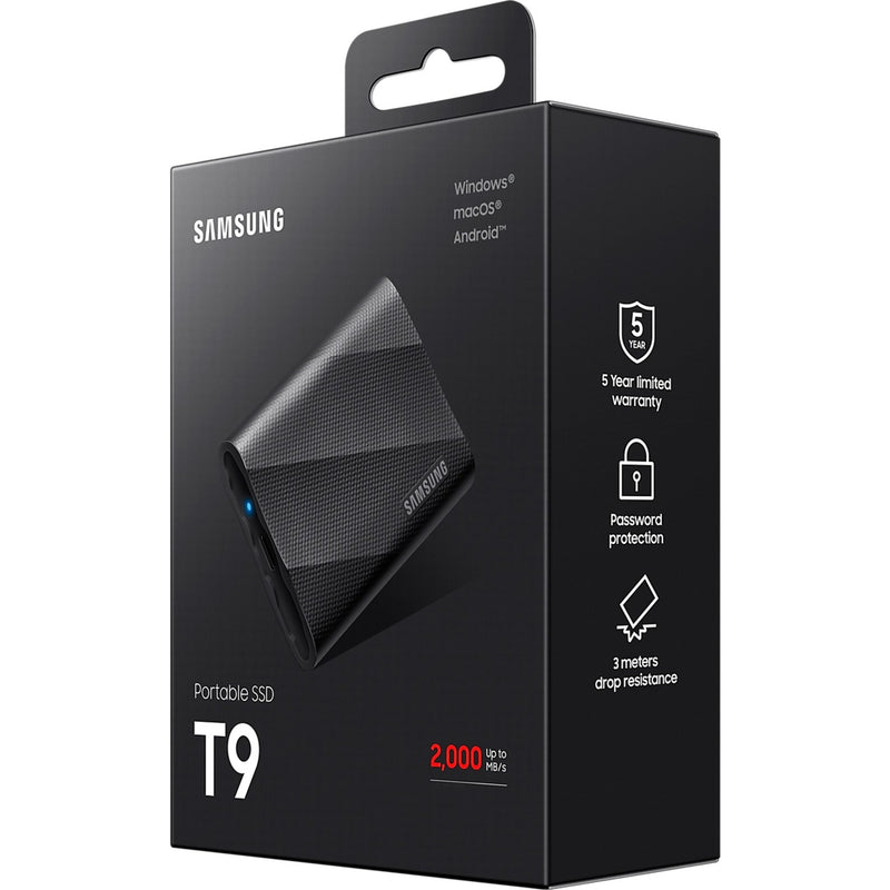 Afbeelding laden in galerijviewer, Samsung portable t9 2 tb externe ssd (zwart, mu-pg2t0b eu, usb-c 3.2 (20 gbit s))
