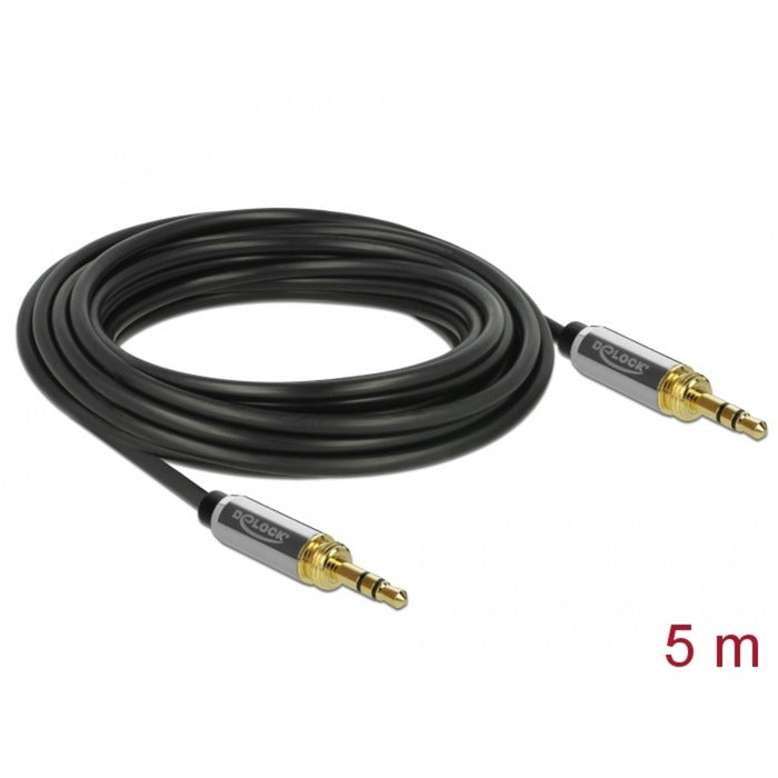 Afbeelding laden in galerijviewer, Delock stereokabel 3,5 mm 3 pin-stekker > 3,5 mm 3 pin-stekker (zwart, 5 meter)
