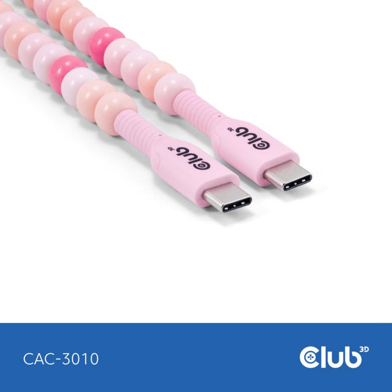 Afbeelding laden in galerijviewer, Club 3d usb-c beaded cable pink, 2 meter kabel (roze)
