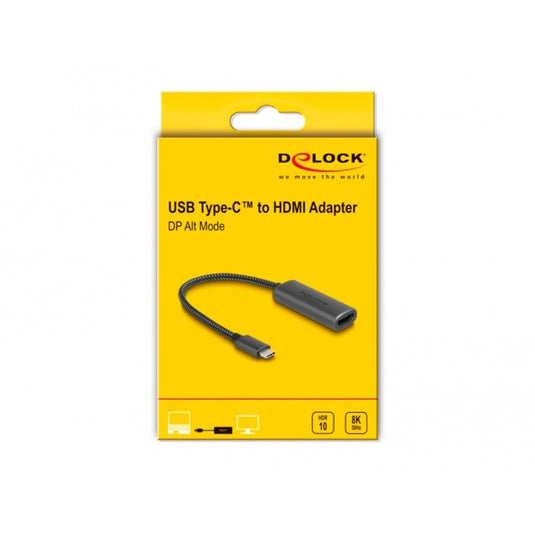 Delock usb-c (male) > hdmi (female) (dp alt mode) adapter (grijs, 0,2 meter)