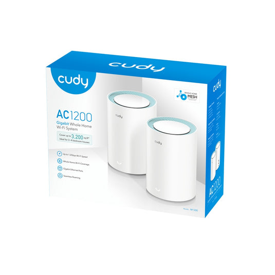 Cudy ac1200 gigabit mesh wi-fi system (2-pack) mesh router (wit)