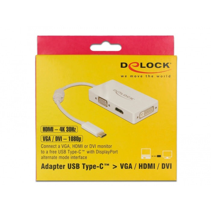 Afbeelding laden in galerijviewer, Delock usb-c > vga hdmi dvi adapter (wit, 0,13 meter)
