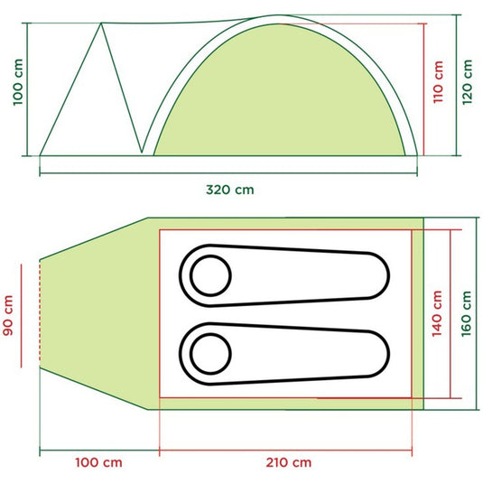 Coleman darwin 2+ tent (groen grijs)