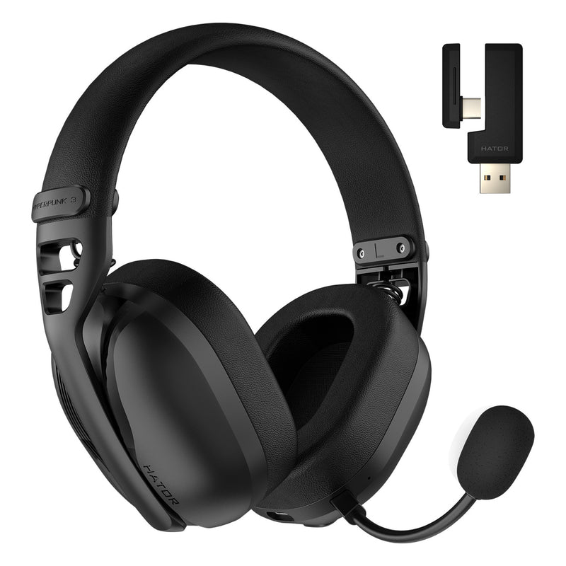 Afbeelding laden in galerijviewer, Hator hyperpunk 3 wireless over-ear gaming headset (zwart, 2.4ghz bluetooth 5.4 usb-c)
