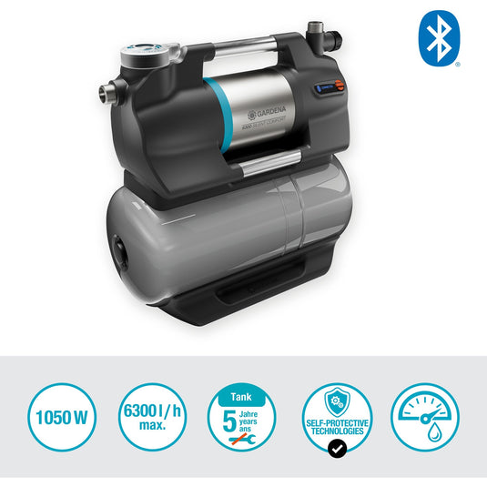 Gardena hydrofoorpomp 6300 silentcomfort (grijs roestvrij staal, bluetooth)