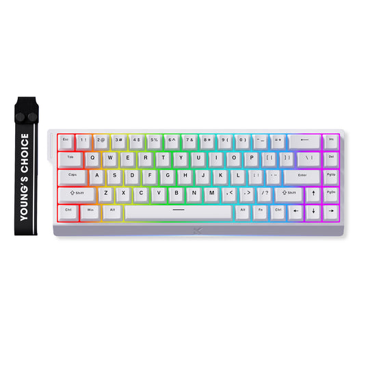 Mchose ace 68 hall effect magnetic switch gaming keyboard (wit, us lay-out (qwerty), ice rhino magnetic, 65%, rgb, hot swap, usb-c, hall effect sensor)